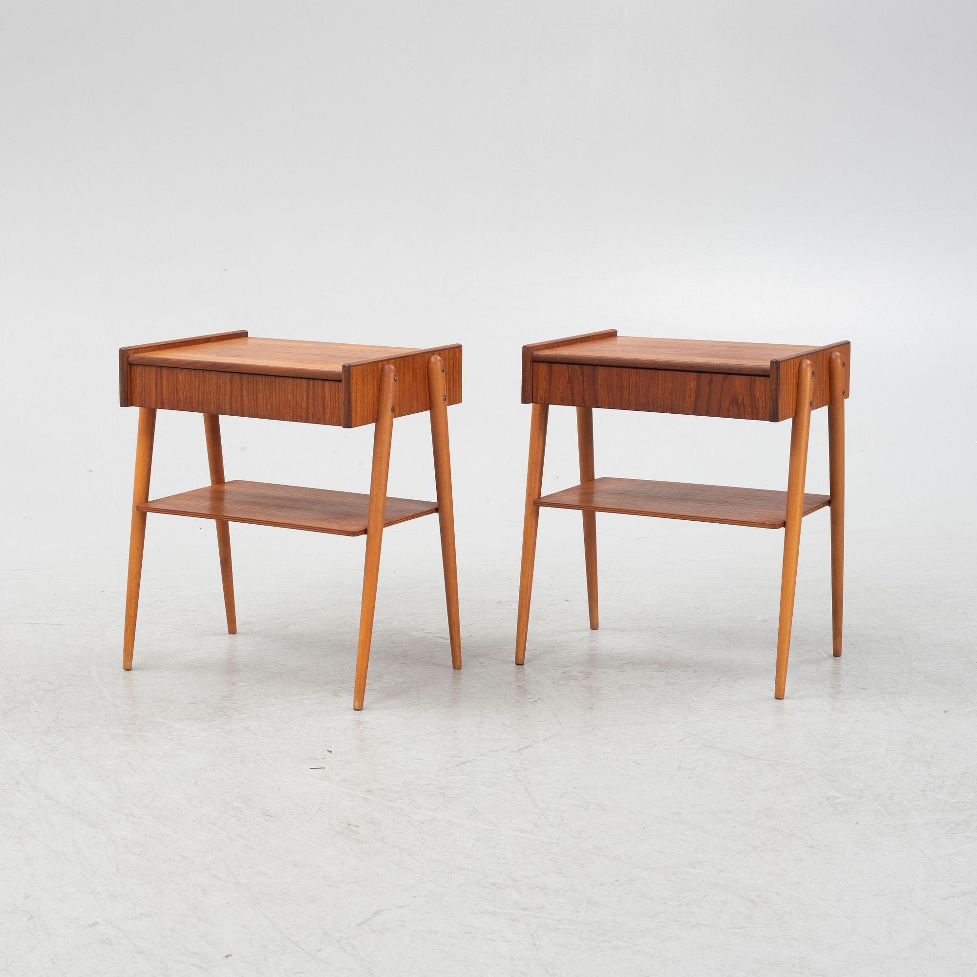 A pair of bedside tables, Carlströms & Co Möbelfabrik, Bjärnum, 1950's/60's.