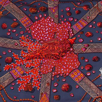 Hermès, a silk scarf 'Chemins de Corail'.