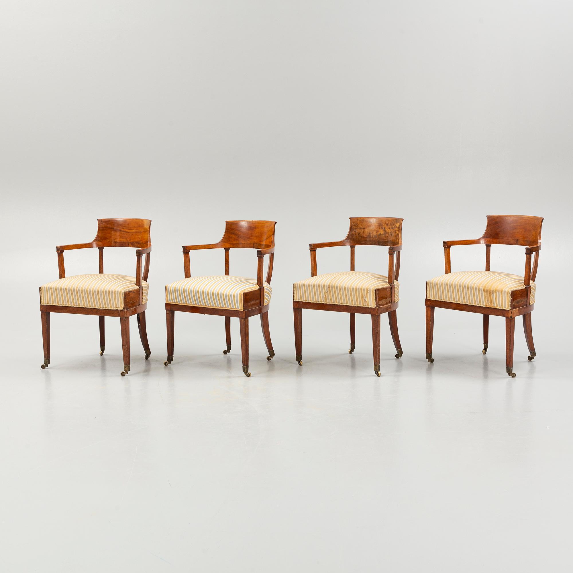 Karmstolar, 4 st, 1800-talets mitt.