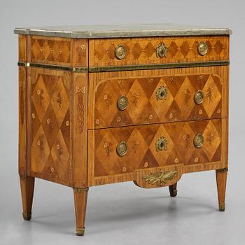 A Gustavian marquetry commode by J. Hultsten (master in Stockholm 1773-94).