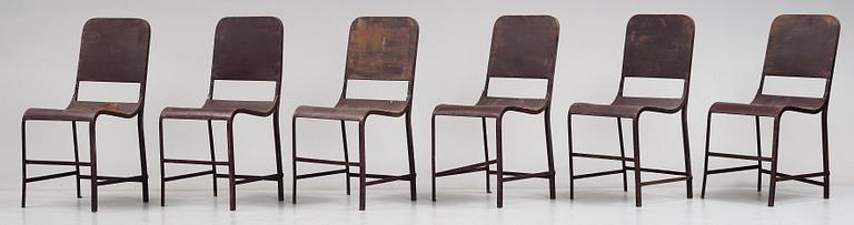 TRÄDGÅRDSMÖBLER, bestående av ett bord och stolar, 6 st, 1900-tal.
