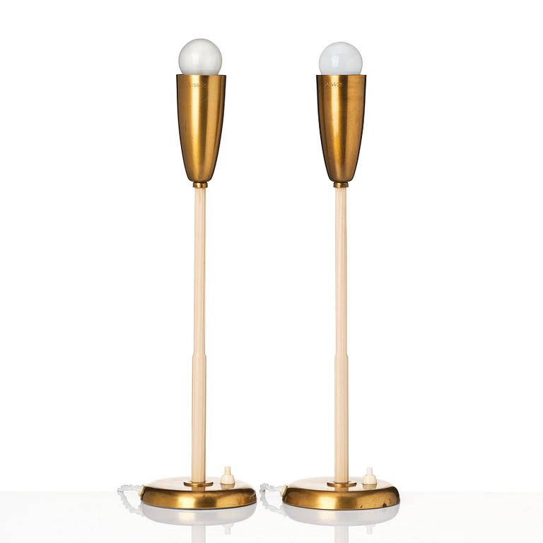 Harald Notini, a pair of table lamps, model '15602', Arvid Böhlmarks Lampfabrik, Sweden, 1940-50s.