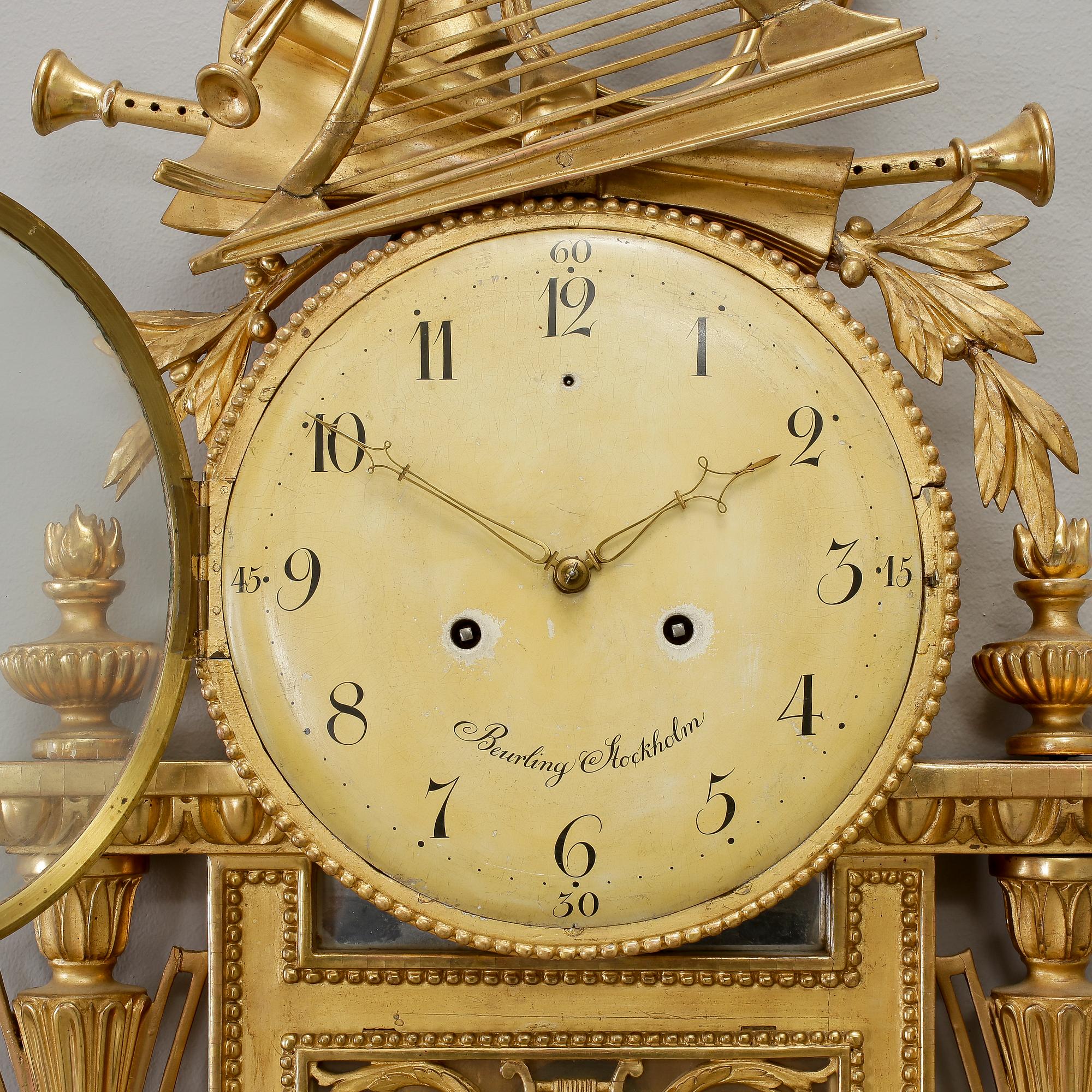VÄGGPENDYL. Sengustaviansk, Per Henrik Beurling, verksam 1783-1806 i Stockholm.