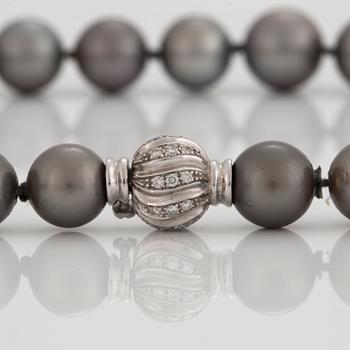 A NECKLACE of cultured Tahiti pearls.