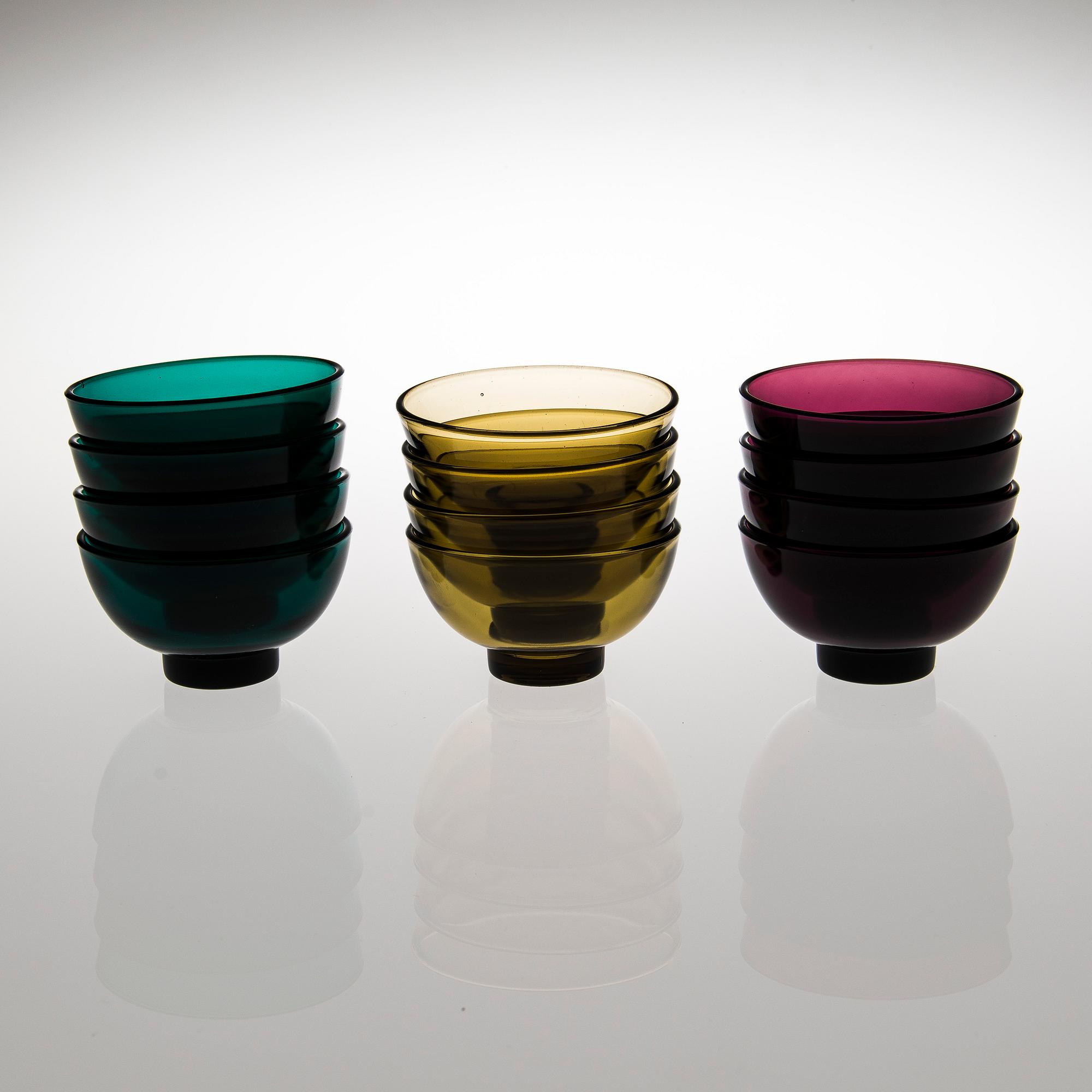 SKÅL SAMT DESSERTSKÅLAR, 12 st, glas, Riihimäen Lasi Oy.