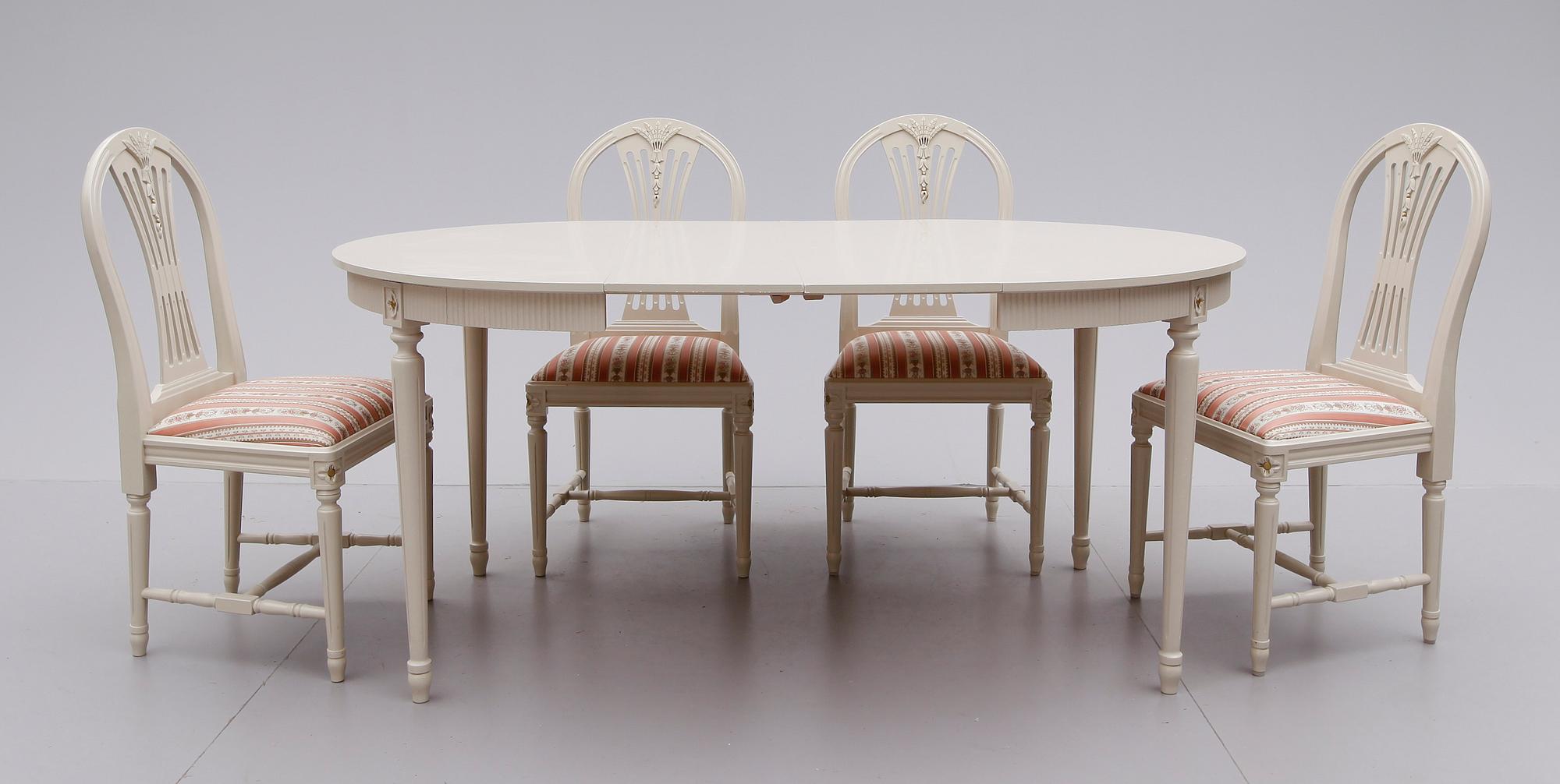 MATGRUPP, 5 delar, gustaviansk stil, 1900-talets andra hälft.