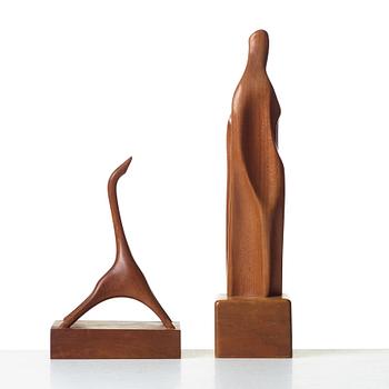 Johnny Mattsson, two unique teak sculptures, Gävle, Sweden ca 1950.