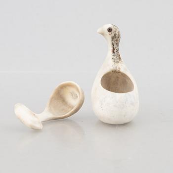 Lars Pirak, salt cellar with spoon, signed.