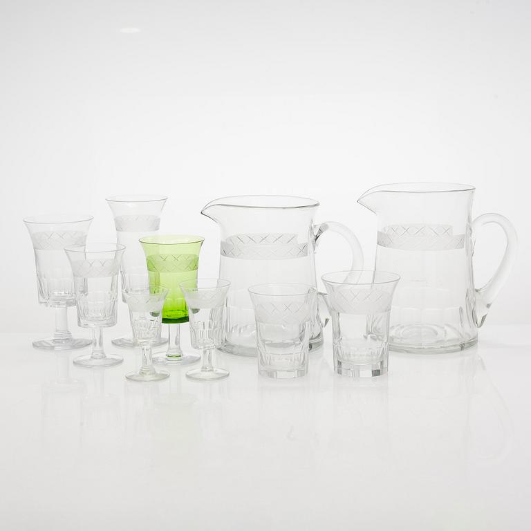 A set of glassware,109 pcs, "Antica", Nuutajärvi, Finland. In production 1900-1969.
