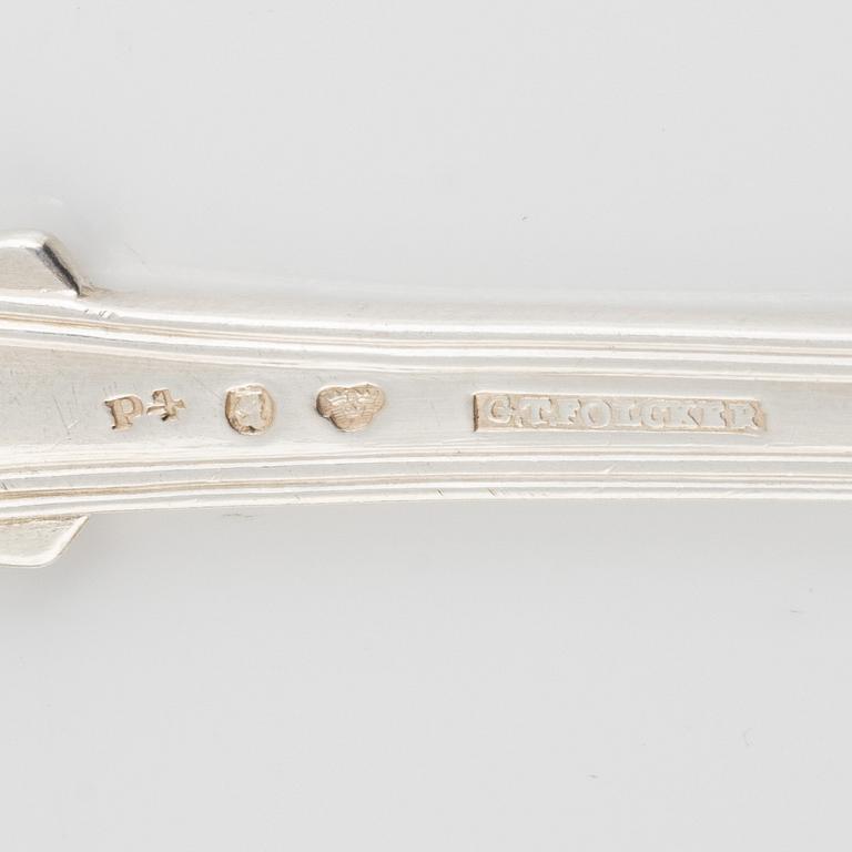 Spoons, 12 pcs, silver, Gustaf Theodor Folcker (1835-1877), Stockholm 1845-1846.