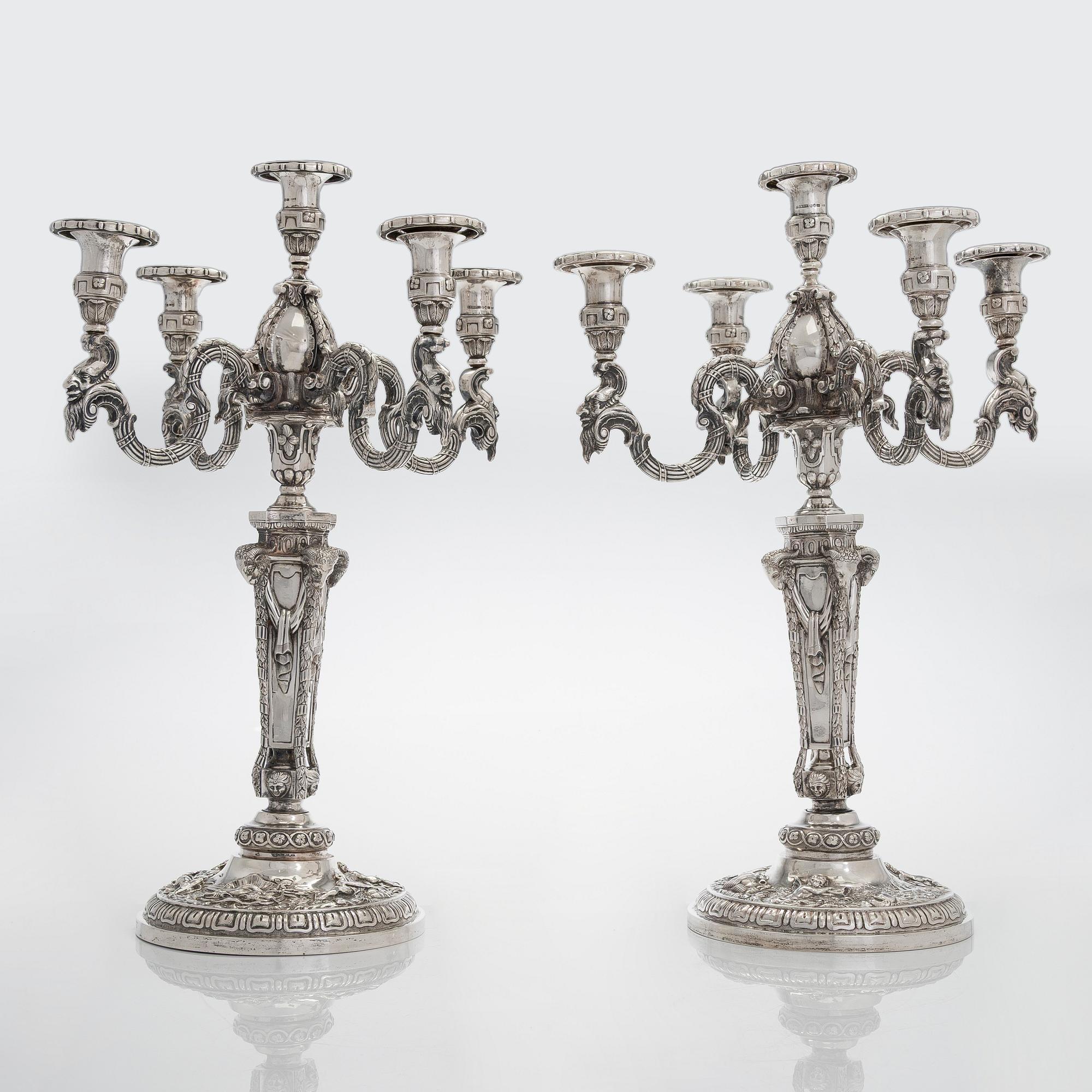 Christian Hammer, kandelabrar, ett par, silver, Stockholm 1854-1863.