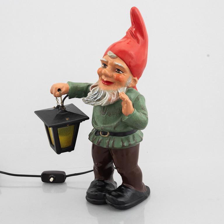 Figure with lighting, a gnome, Heissner, West Germany, second half of the 20th Century.