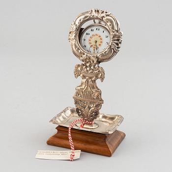 A swedish silver pocket watch stand, mark of William Lyon Gothenburg 1857.