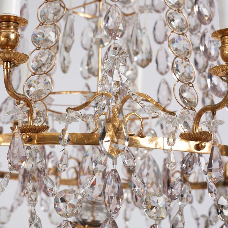 A Swedish late 18th century Gustavian eight-light chandelier.