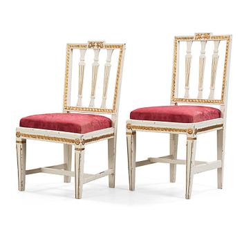 7. A pair of late Gustavian circa 1800 chairs.