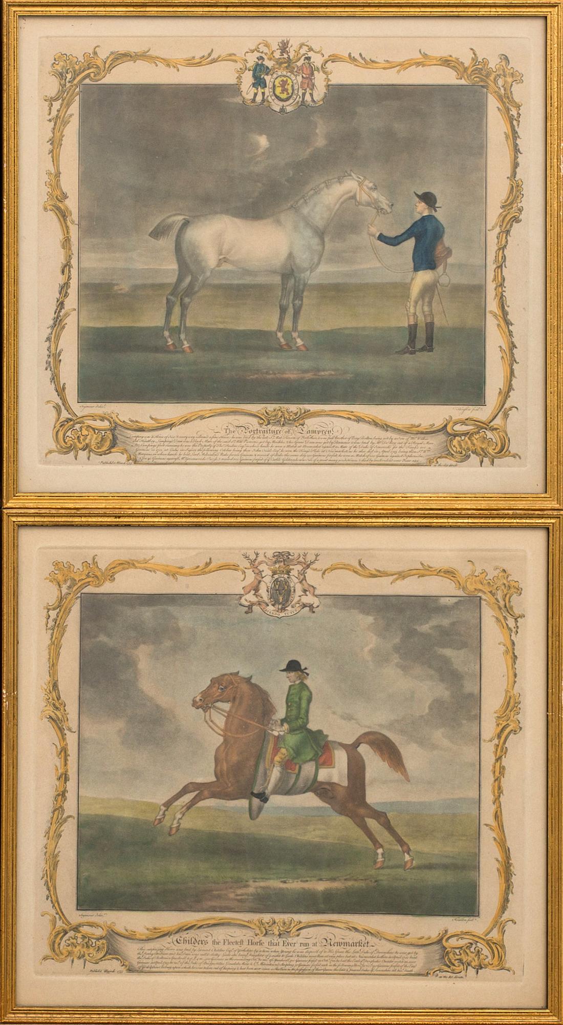 RICHARD HOUSTON, colour  mezzotint, 6 pcs. after James Seymoure and  Thomas Spencer. Dated un print 1755-56.