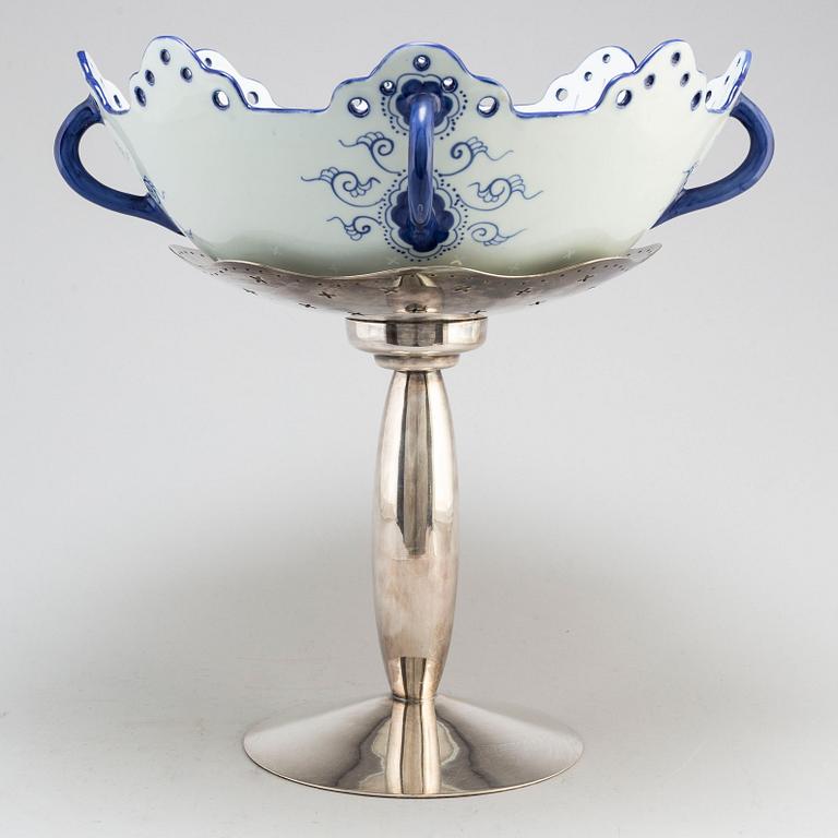 BOREK SIPEK, an 'Odette' porcelain and silver plated brass centrepiece from Driade, Italy.