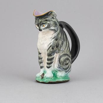 GUSTAVSBERG, a ceramic jug in the shape of a cat, 1860-1890.