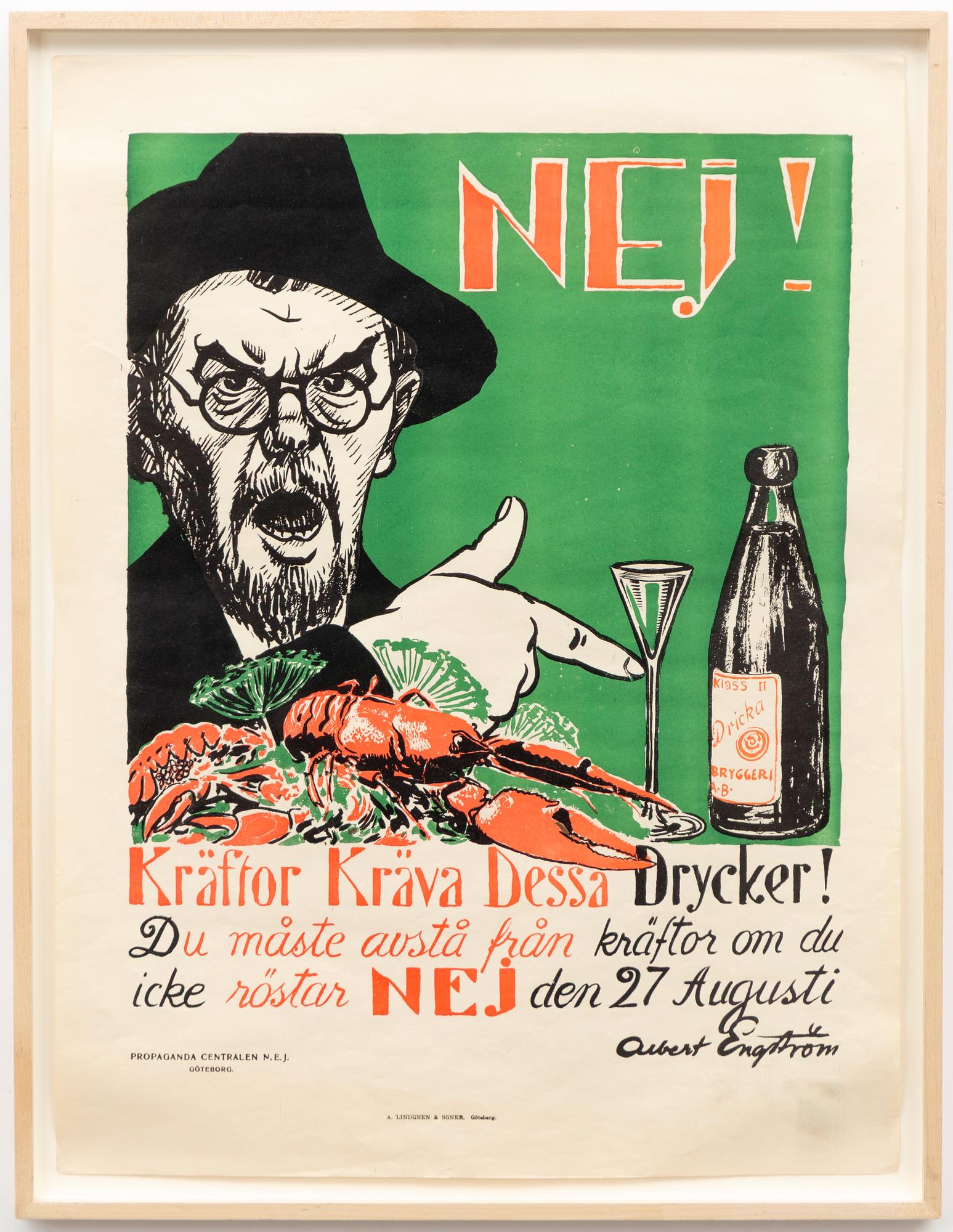 Albert Engström, "Nej! Kräftor kräva dessa drycker".