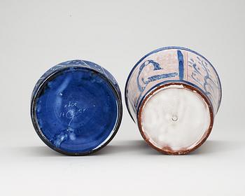 Two Wilhelm Kåge stoneware pots, Gustavsberg 1924.