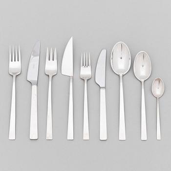 BERTEL GARDBERG, a 108-piece set of "Birgitta" silver cutlery, marked BG, Hopeatehdas oy, Helsinki 1956-61.