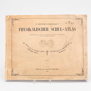 "Physikalischer schul-atlas by Dr Heinrich Berghaus. Utgiven verlag Justus Perthes 1850.