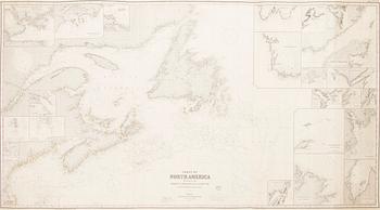 Nautical Chart of the 'Coast of North America between the Strait of Belle Island to Cape Cod', James Imray and Son 1890.