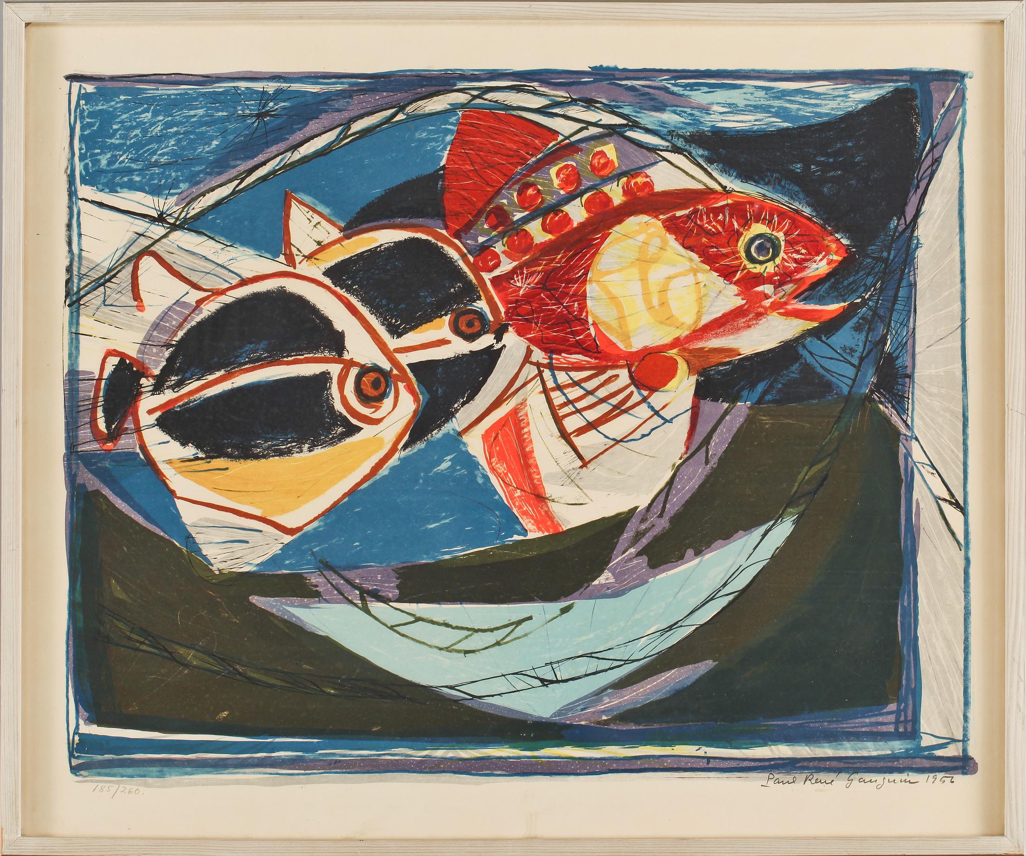 PAUL RENÉ GAUGUIN, färglitografi, signerad, daterad 1956 och numrerad 185/260.