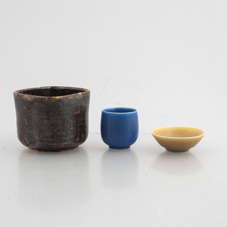 Patrick Nordström, a vase, Isle 1925 and Palshus, two stoneware bowls, Denmark.