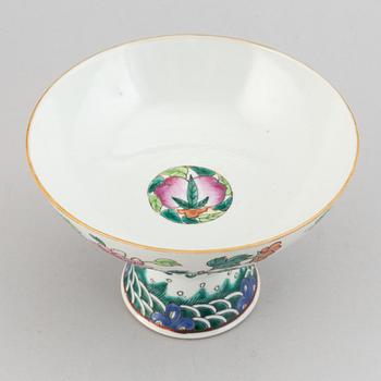 A famille rose footed dish, Qing dynasty, late 19th/early 20th century.