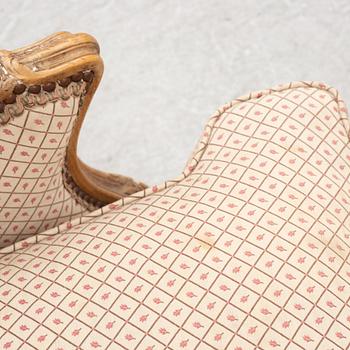 Bergèrer, ett par, Louis XV-stil, omkring år 1900.