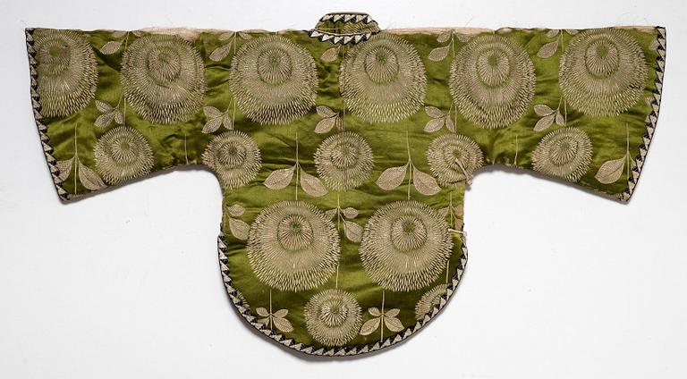 A Japanese silk brocade and fur childrens jacket, Meiji (1868-1912).