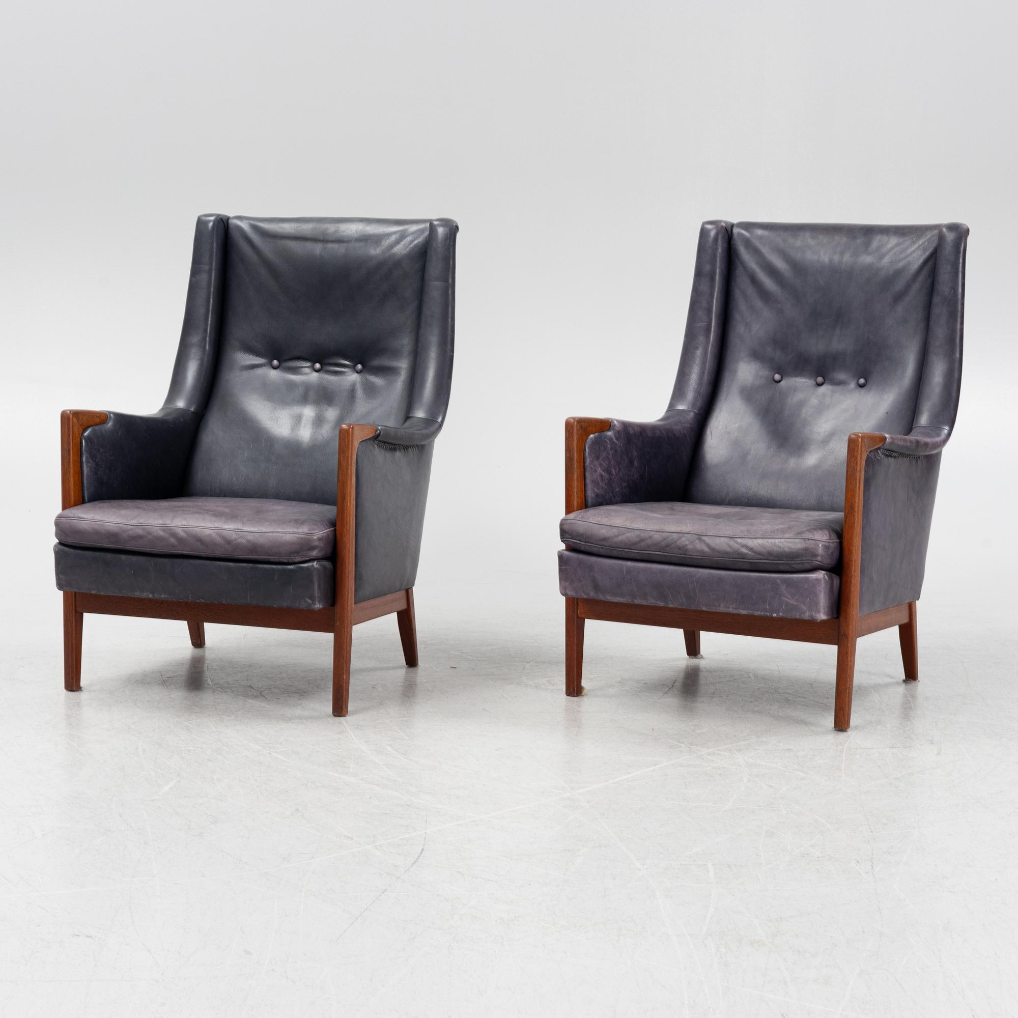 Karl Erik Ekselius, fåtöljer, ett par, JOC, Vetlanda, 1960-tal.