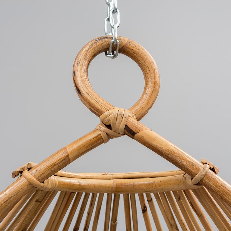 A bamboo and rattan hanging easy chair, second half of the 20th Century.