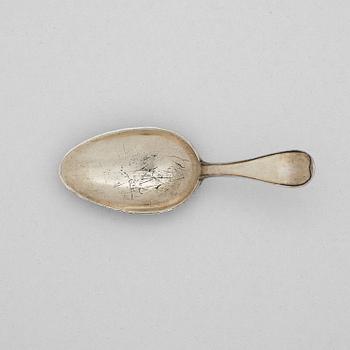 211. A Swedish early 19th century silver-gilt medicin-spoon, mark of Gustaf Folcker, Stockholm 1816.