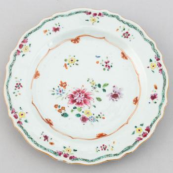A group of 12 famille rose matched plates, Qing dynasty, Qianlong (1736-95).