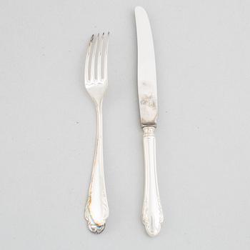 A set of 18 Swedish silver cutlery pieces, model 'Haga', Lidköping, including 1976.