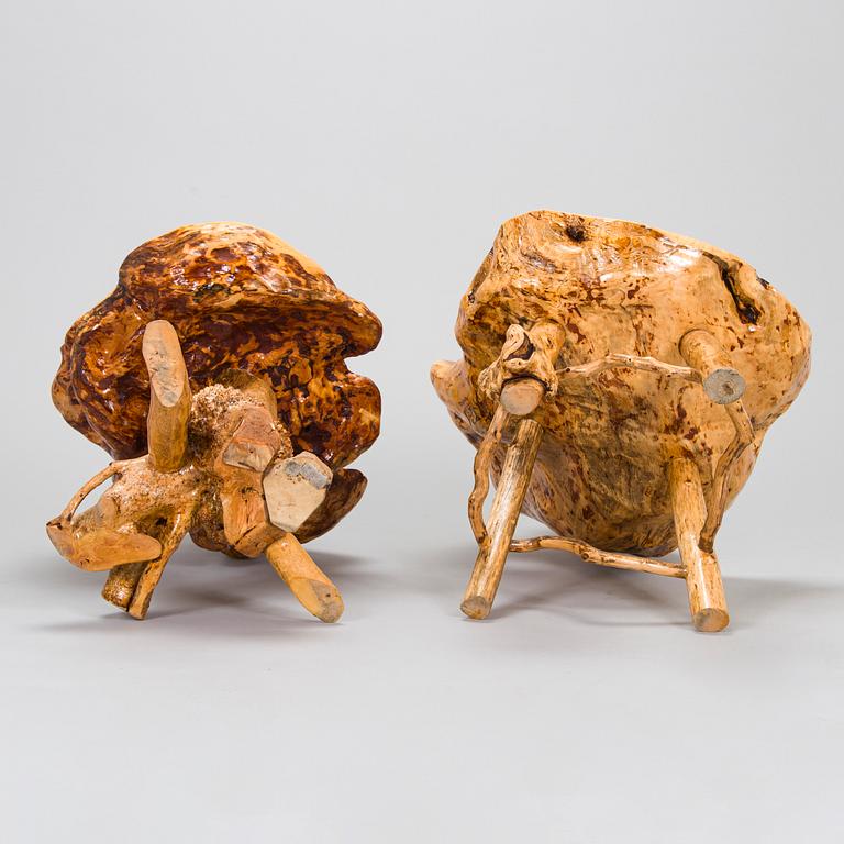 Mid-20th century burl stools.