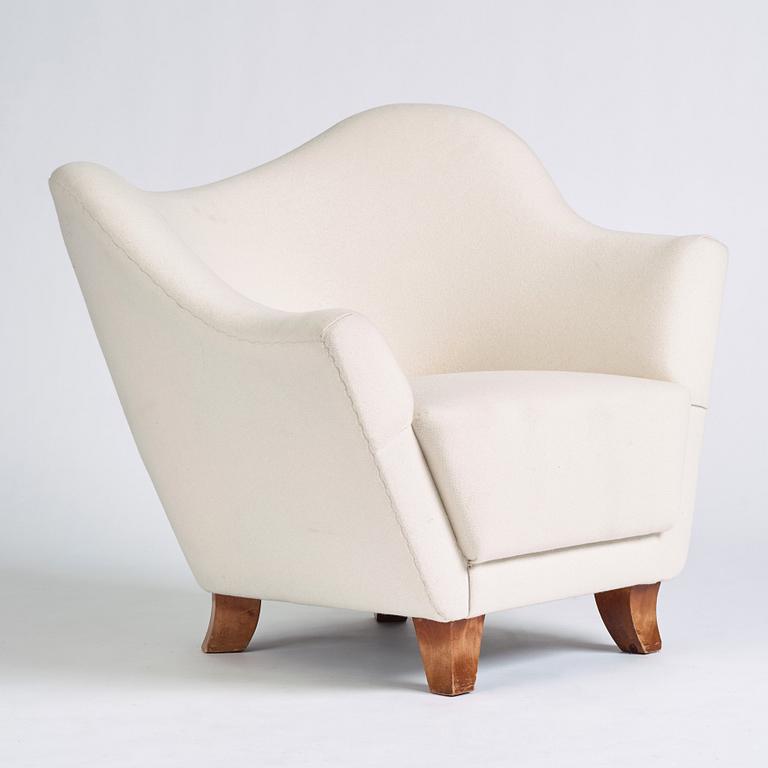 Carl Cederholm, a Swedish Modern asymmetrical armchair, Stil & Form Stockholm 1940s.