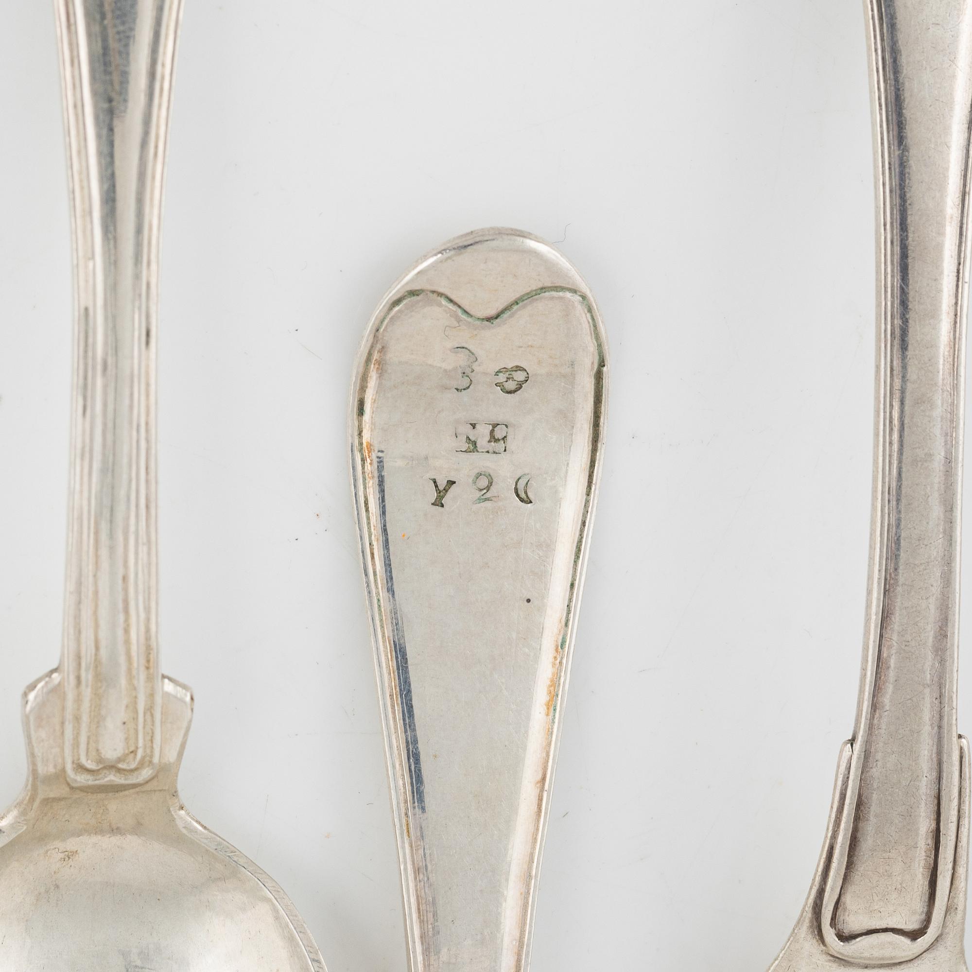 A set of silver cutlery, among others Emanuel Forssman, Växjö, 1855.