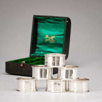 SERVIETTRINGAR, silver, 6st. England, London 1898. Totalvikt ca 126 g.