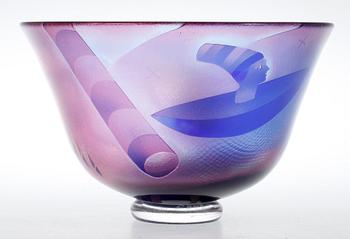 SKÅL, glas, "Nefertiti" Bertil Vallien, Kosta Boda 1988 Unik.