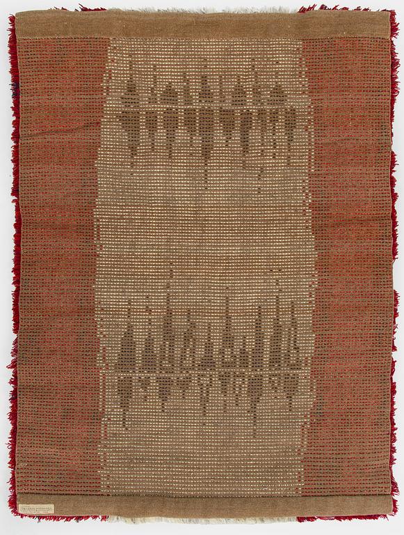 Tellervo Strömmer, a Finnish rya rug, Kotiteollisuusopisto, Hämeenlinna, Finland 1958. Ca 150 x 105 cm.