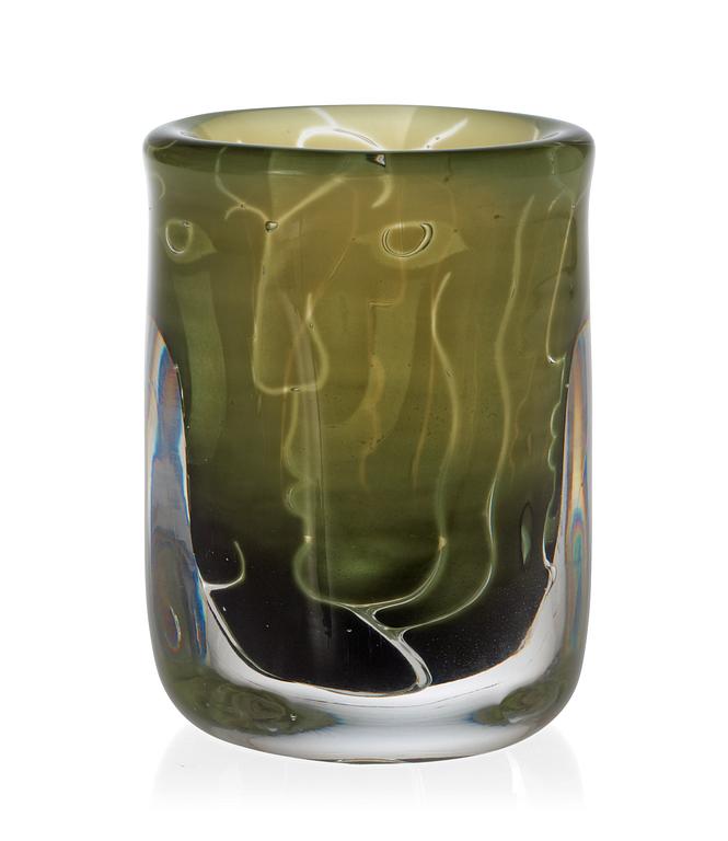 An Ingeborg Lundin 'ariel' glass vase, 'Faces', Orrefors 1973.