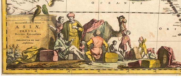 MAP - FREDERIK DE WIT, Asia, hand-colored engraving, ca 1690.