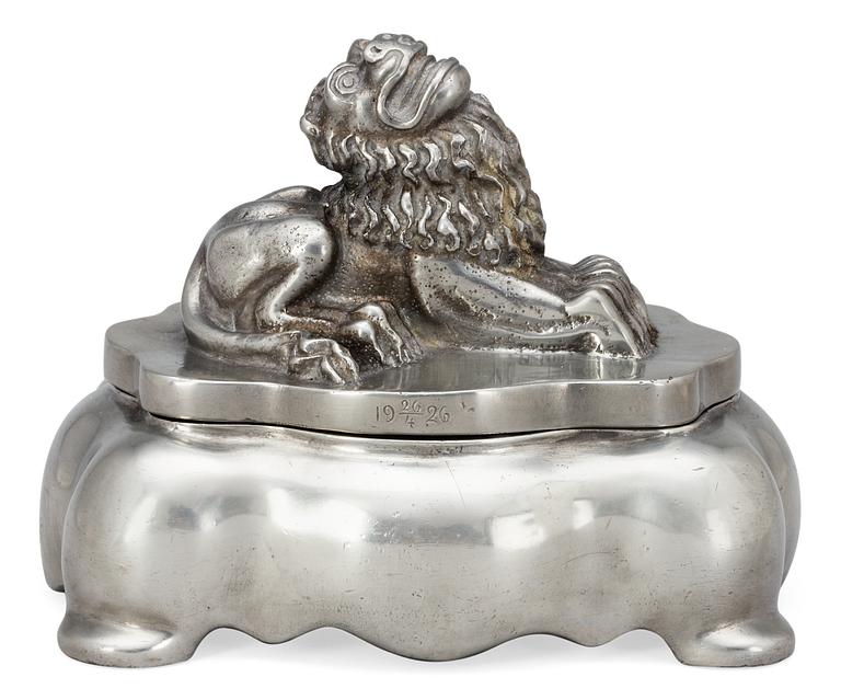 An Anna Petrus pewter inkstand, Herman Bergman, Stockholm 1926.