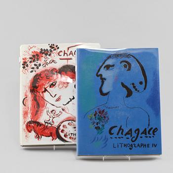 KONSTBÖCKER, 2 st, " Chagall Litographe III" och "Chagall Lithographe IV", 1900-talets andra hälft.