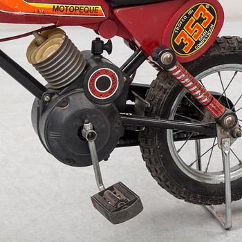 A plastic toy motorcycle from Coloma, Spain, 1980's.