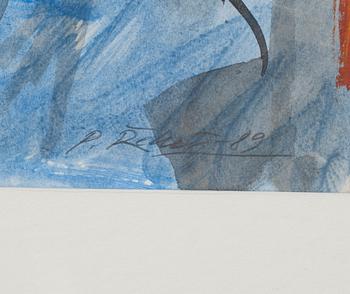 PETR REHOR, blandteknik på papper, signerad och daterad -89.