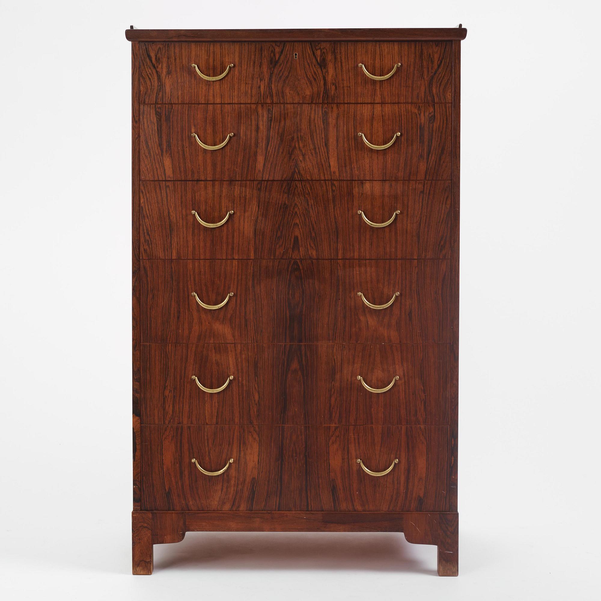 Carl Malmsten, a rare rosewood chest of drawers, Sweden, 1950s.